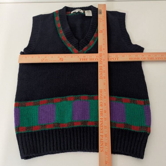 Vintage Mika Wool Sweater Vest Womens Size Medium Blue Knit V Neck Sleeveless - Picture 7 of 9